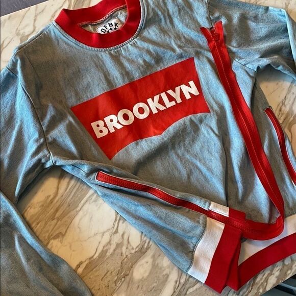 Limited Edition DFBK Defend Brooklyn Denim Crewneck w Zippers RARE - Picture 13 of 16
